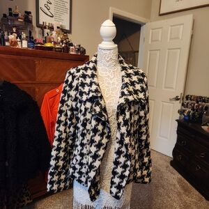 Lane Bryant Black and White Houndstooth Blazer